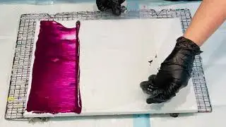 DIFFERENT ACRYLIC FLUID ART/ Trying a different composition helps create a tropical botanical theme