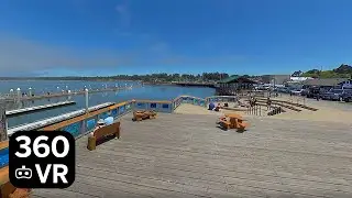 360 8K - Walk along Bandon Oregon's Harbor Waterfront