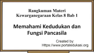 Rangkuman Materi PKN Kelas 8 Bab 1 | Memahami Kedudukan dan Fungsi Pancasila