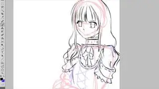 First Serious drawing with a graphic pen! (Speedlineart)- Goth loli [REUPLOAD]