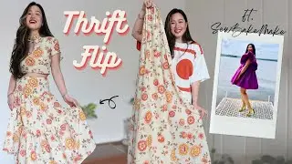 THRIFT FLIP CHALLENGE ft. SewBakeMake ♥️ I made a modern cheongsam set from a thrifted sheet!
