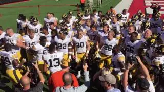 Hawkeye Football Team Sings (Chants/Shouts??) Iowa Fight Song After Rutgers Win