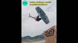 Surfing challenge against magnificent terraces