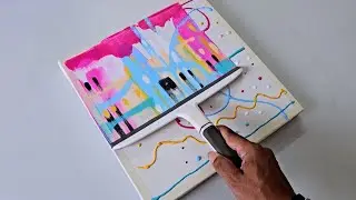 Easy Abstract Painting Technique / Using Rubber Squeegee / Acrylic Painting Technique