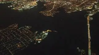 Landing at LaGuardia Airport At night