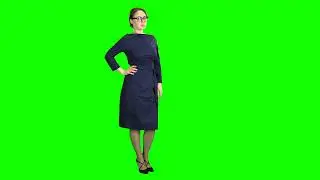 Girl Posing and Adjusting Glasses Green Screen Video Effect | No Copyright Stock Video