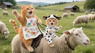 Ginger Enjoys a Happy Day with Mama Cat at the Sheep Farm 🐑✨🐾 | Funny Cat Videos