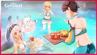 Lumine and Mualani's Summer Swimsuit cutscene | 5.0 Genshin Impact