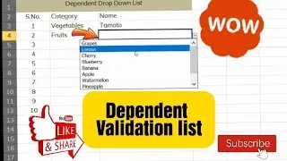 Dependent Drop Down: How to create Dependent Drop Down (Excel)|| Dependent Validation List in Excel.