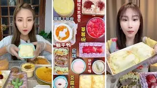 new video asmr mukbangasmr/kwai dessert mukbang,/mochi eating,creperoll cake chocolate #asmr