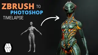 ZBrush to Photoshop Timelapse - ' Alien Female' Concept