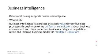 Data Warehouse and Business Intelligence