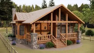 29'x32' (9x10m) 2-Bedroom Wood Cabin Design !!!! Cozy & Perfect