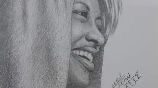 Portrait drawing of Betty G  ቤቲ ጂ Ms. Bruktawit Getahun Tadesse part 1 of 3 / how to draw portrait