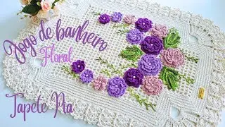 💜Tapete pia em Crochê / Jogo de Banheiro Floral. Por Vanessa Marcondes