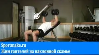 Жим гантелей на наклонной скамье