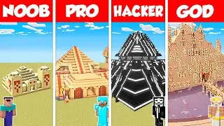 Minecraft Battle: NOOB vs PRO vs HACKER vs GOD: SAND DESERT HOUSE BASE BUILD CHALLENGE / Animation