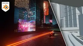Cyberpunk City Fireworks in Blender 3D