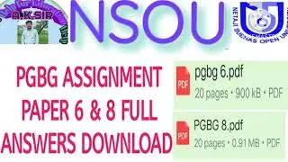 NSOU PGBG ASSIGNMENT PAPER 6 & 8 FULL ANSWERS DOWNLOAD