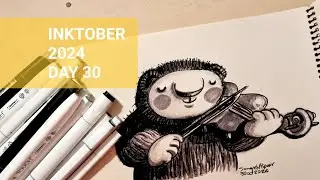 Inktober 2024 Day 30/Violin/ ViolinistBear#inktober2024#vilion#vilionistbeear#cutebear#drawing#cute
