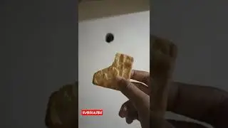 eating cream cracker infront of a wall