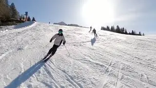 St Johann, Austria, February 2024. Skiing blue runs 6, 12, and 5a