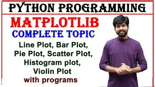 python matplotlib complete topic | line plot, bar plot, scatter plot, histogram, pie and violin plot