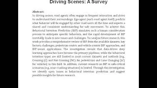 Behavioral Intention Prediction in Driving Scenes A Survey
