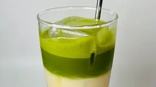 [No Music] How to make easy homemade Honey Oat Matcha Latte