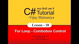 Lesson 10 For Loop   Combo-box control in C# in Hindi