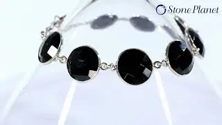 Silver bracelet with onyx