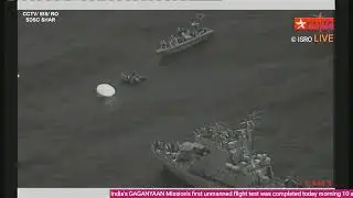 Recovering the crew module of India's GAGANYAAN Mission. after its successful test flight