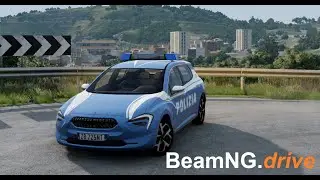 BeamNG.drive - His Wheel came off! Italian Police Chase [Ultra Settings]