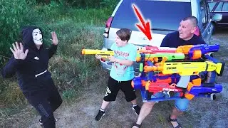 ОГРОМНАЯ НЕРФ ПУШКА против АНОНИМУСА! Лучшие серии про Матвея и папу NERF GUN