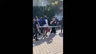 Ryan Garcia arrives at the LA press conference with an entourage of security surrounding him