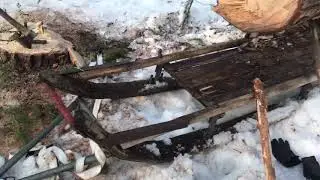 Погрузка 6 метрового бревна