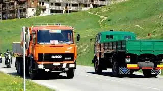 TRANSITO DI CAMION D'EPOCA A MONGINEVRO; RADUNO DI SUSA 2024