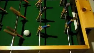 Foosball table made with recycled golf clubs and closepins