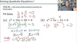 MEP Task 48   Quadratic Equations by factorisation 1
