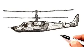 How to draw an Attack Helicopter Ka-50 Black Shark