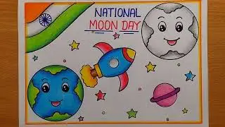 Moon day drawing| National Moon day Poster drawing| Chandra Dinam drawing| Moon day poster drawing