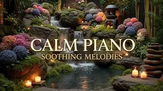 Relaxing Piano Music & Calm Zen Waterfall ~ Soothing Ambient Piano for Stress Relief Focus