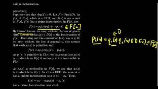 The Polynomial Ring over a UFD is a UFD