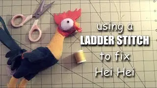 Fixing a stuffed toy with the ladder stitch