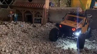Axial Scx24 Night crawling with Rock Lights #backyardcourse #trailrun