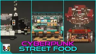 10+ Cyberpunk Street Food Build Ideas - Minecraft 1.19+