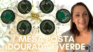 MESA POSTA NATALINA DOURADA E VERDE #natal2021 #mesaposta #verdeedourada #decoração #família
