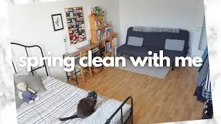 Spring clean with me 🌿 deep cleaning and decluttering my studio apartment