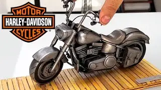 MINIATURA HARLEY DAVIDSON FAT BOY, FEITA COM METAIS