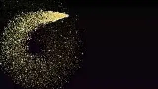 Glittering golden stars line glowing sparkle trail animation, on black screen background